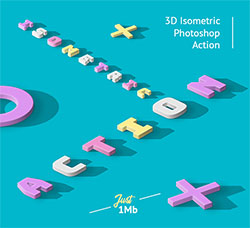 极品PS动作－3D制作(含高清视频教程)：3D Isometric Photoshop Action